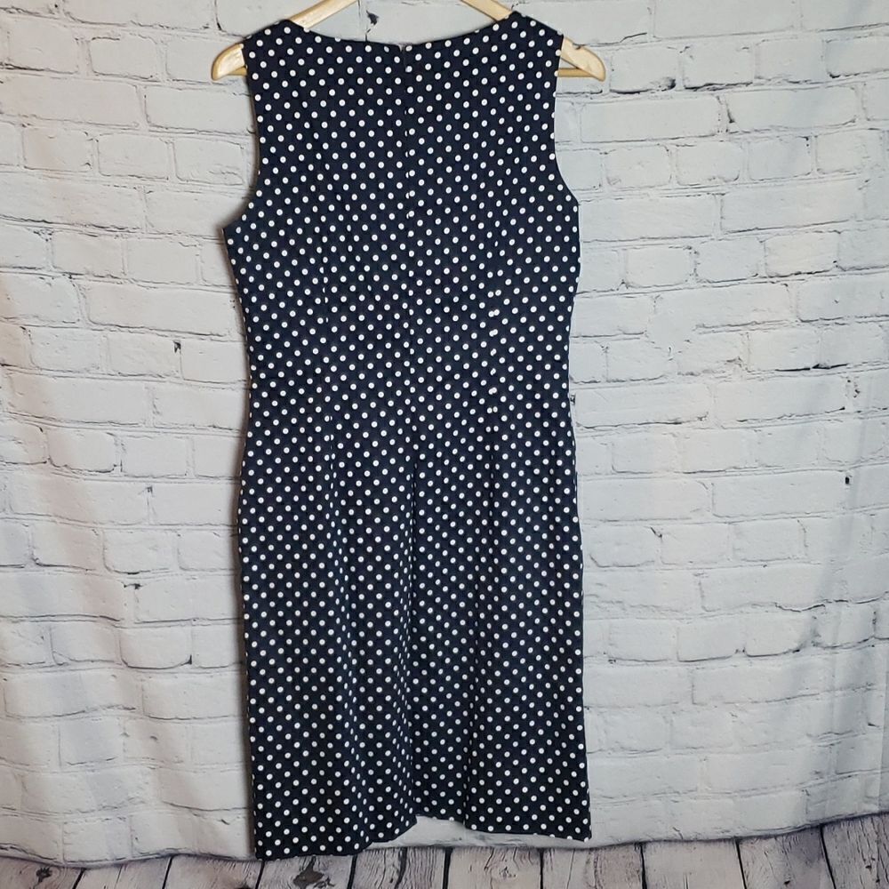 Tahari Navy Blue Polka Dot Dress - Picture 5 of 6